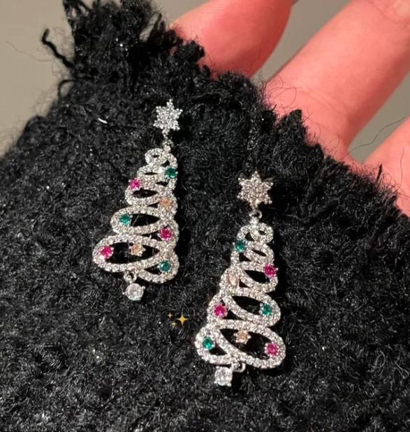 Christmas Tree Multicolor Stud Post Earrings
