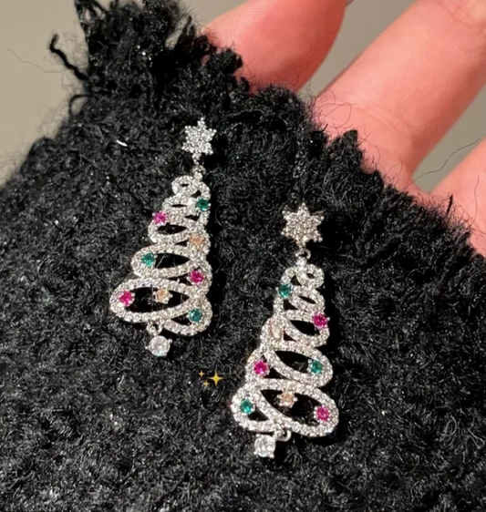 Christmas Tree Multicolor Stud Post Earrings