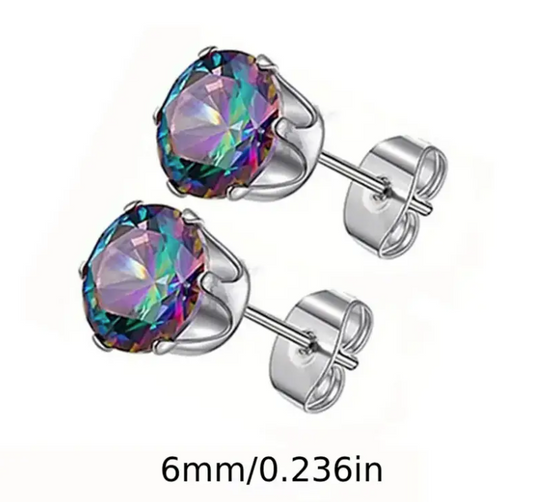 Mystic Topaz 6mm 316L Stainless Steel Post  Earrings