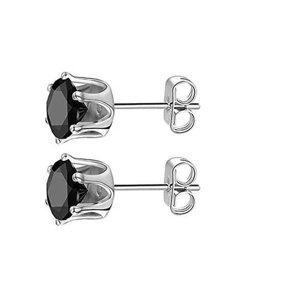 7 mm 'Black Beauty' Cubic Zirconia  Stud Post Stainless Steel Earrings  (preorder)