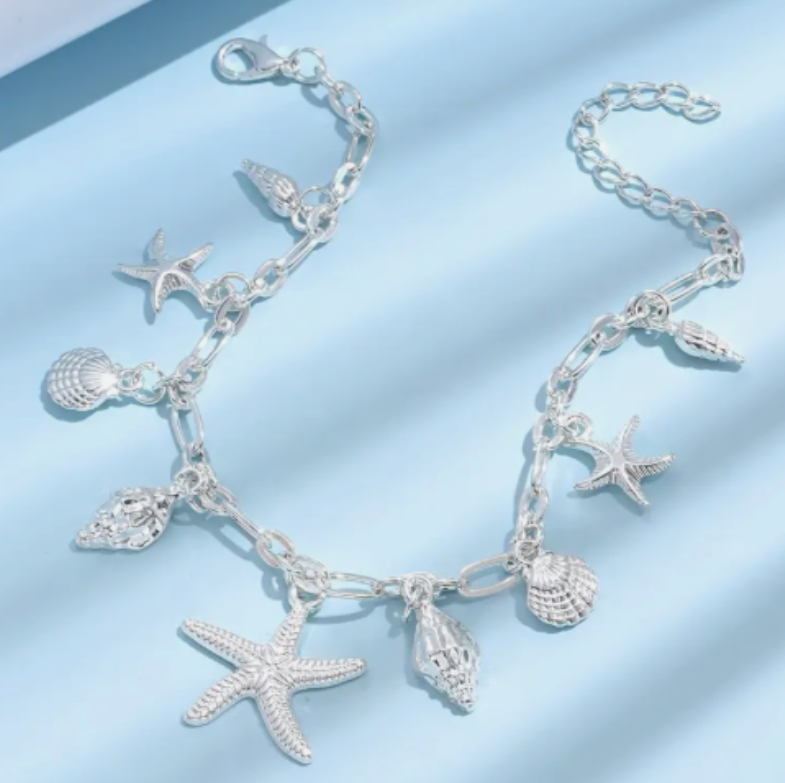 Beach Starfish Shell Conch Pendant Ankle Chain Bracelet