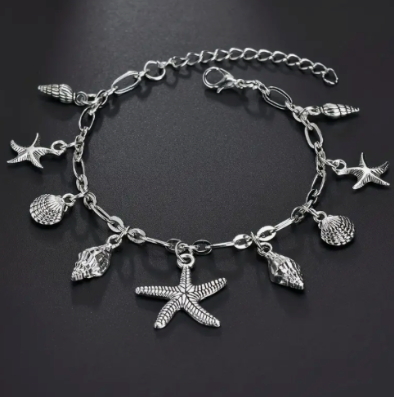 Beach Starfish Shell Conch Pendant Ankle Chain Bracelet
