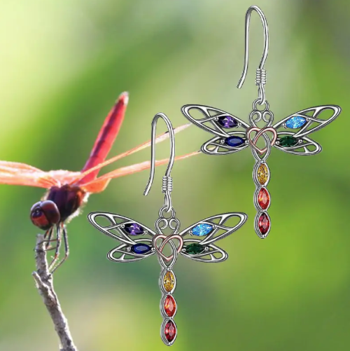 Dragonfly Multicolor Stainless Steel Earrings