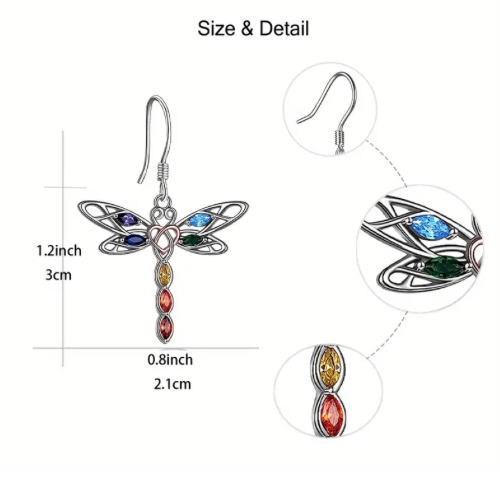 Dragonfly Multicolor Stainless Steel Earrings