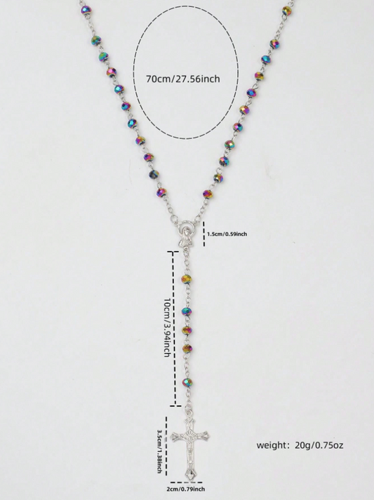 Rosary Beads Catholic Miraculous Colorful Crystal Prayer Blessed