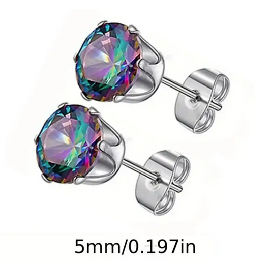 Mystic Topaz 5mm 316L Stainless Steel Post  Earrings
