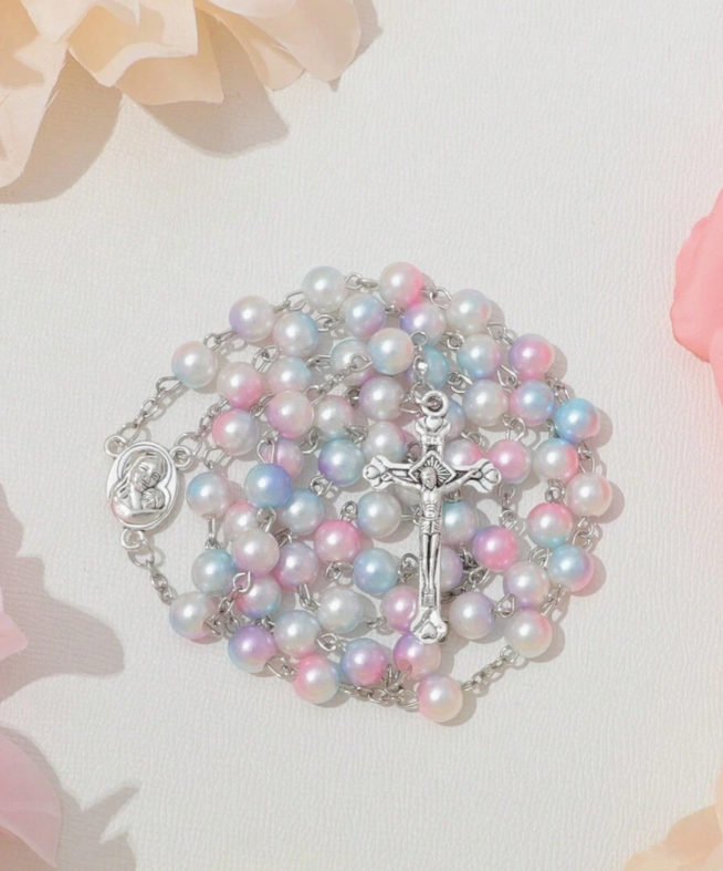 Blessed Rainbow Pastel Religious Rosary