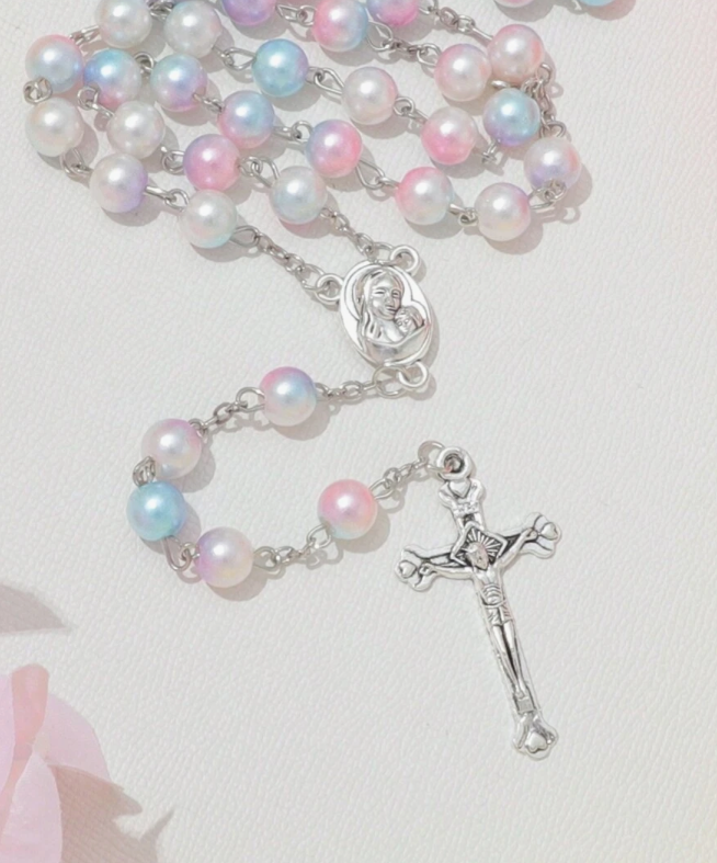 Blessed Rainbow Pastel Religious Rosary