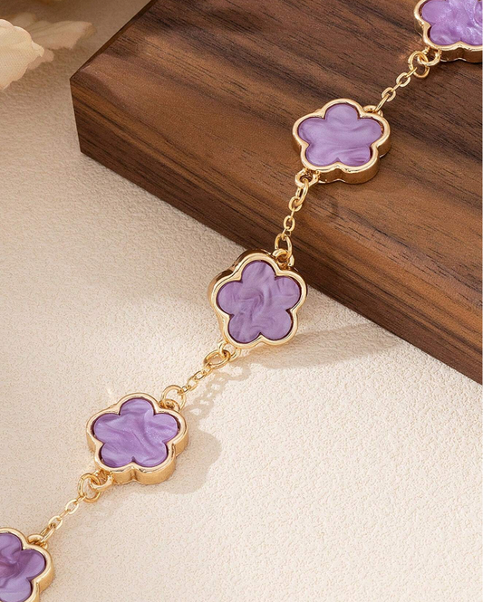 Lucky ~ 4 Leaf Clover Bracelet in Purple