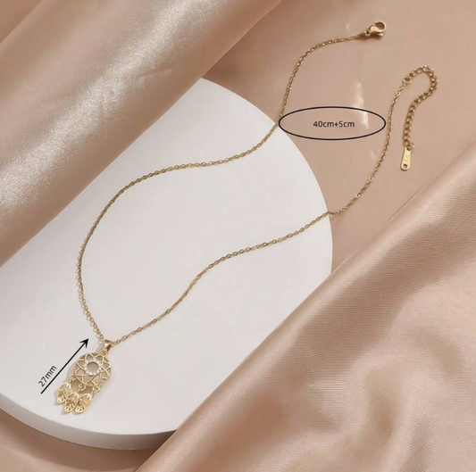 Cubic Zirconia Dreamcatcher Gold Stainless Steel Pendant Necklace