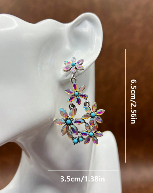 Bohemian Flower Multicolor Oil Spill Post Earrings