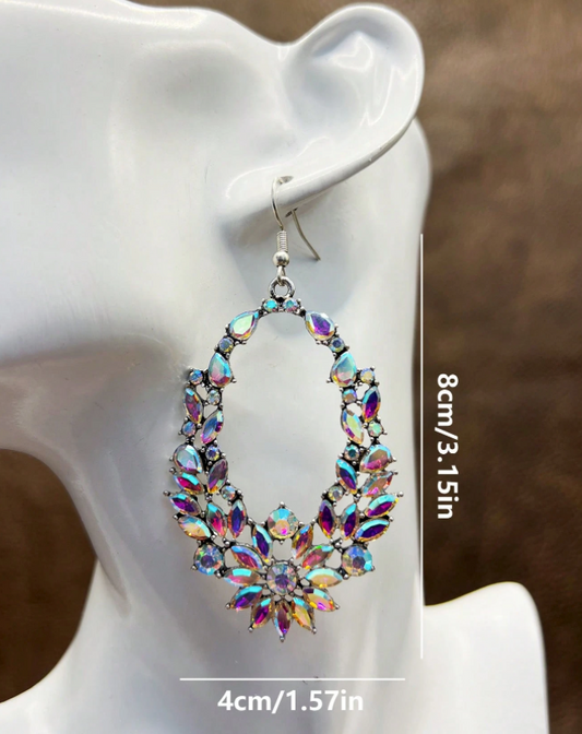 Bohemian Flower Multicolor Oil Spill Hoop Earrings