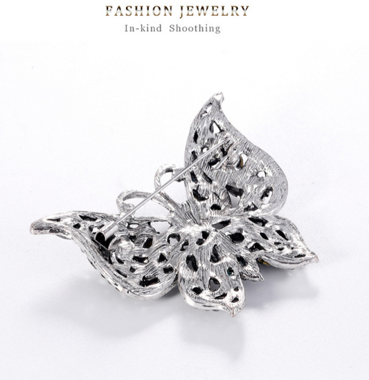 Butterfly Brooch Iridescent Multicolor Crystal Pin Brooch