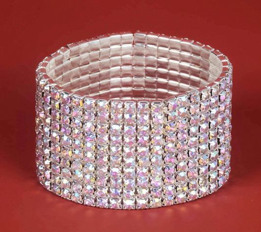 Ab Iridescent Multicolor Stretchy  Bracelet