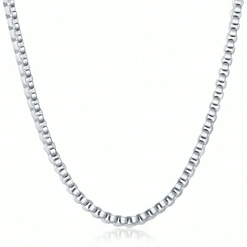 925 Sterling Silver 18K Gold Box Chain Necklace ( choose color and length )
