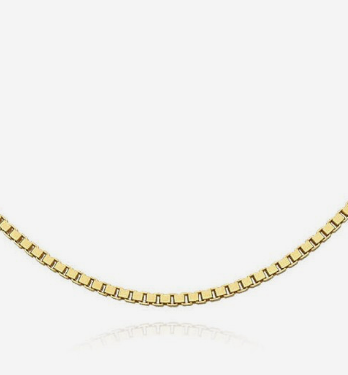 925 Sterling Silver 18K Gold Box Chain Necklace ( choose color and length )