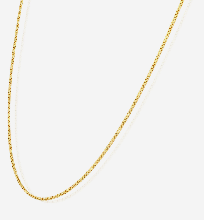 925 Sterling Silver 18K Gold Box Chain Necklace ( choose color and length )