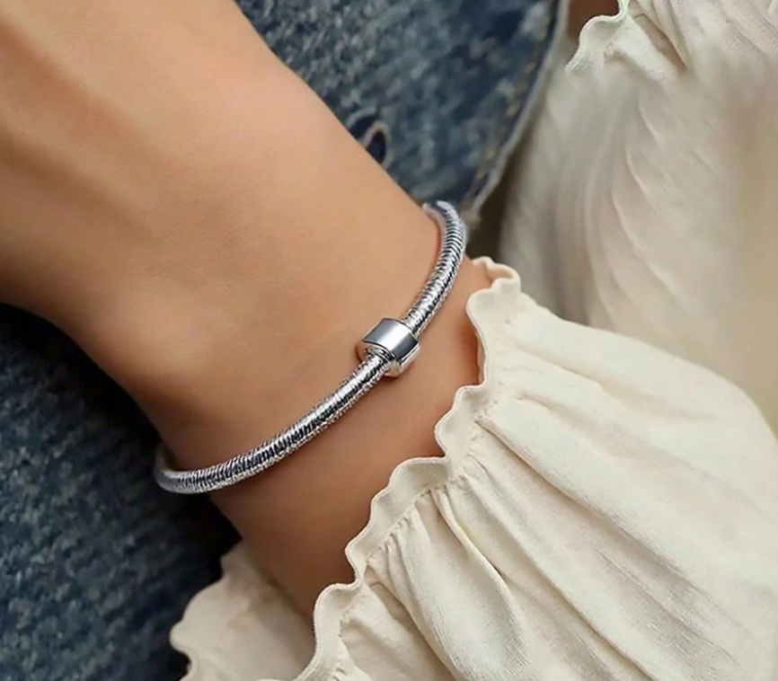 Classic Charm Bracelet Base - S925 Sterling Silver Snake