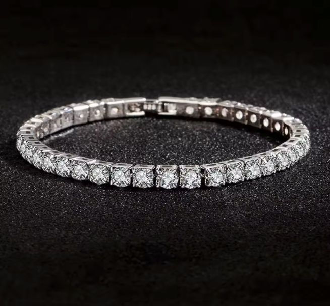 Elegant 4mm Cubic Zirconia Chain Bracelet S925