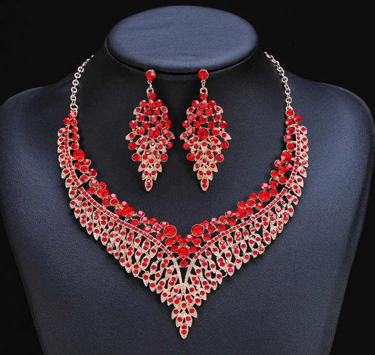 Nora ~ Cubic Zirconia Fashion Bridal Prom Necklace Earrings Set