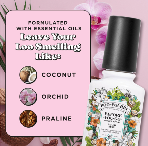Poo-Pourri Before-You-Go Toilet Spray Beach Bum 2oz - Deodorizer Spray