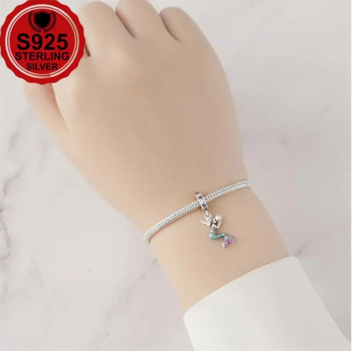 Mermaid S925 Charm - Silver Braceet Bangle Necklace