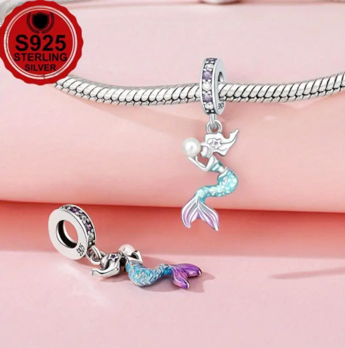 Mermaid S925 Charm - Silver Braceet Bangle Necklace