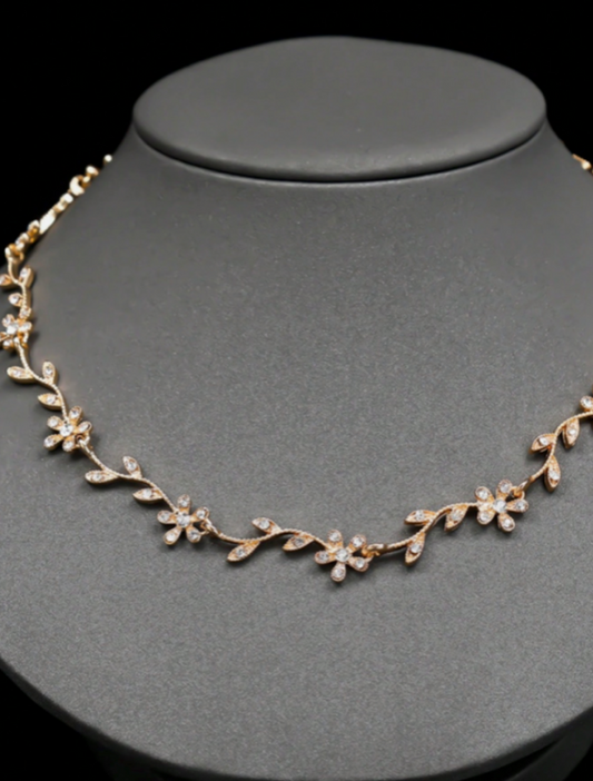 Swarovski Crystal Bridal Gold Necklace Earrings Bracelet Set