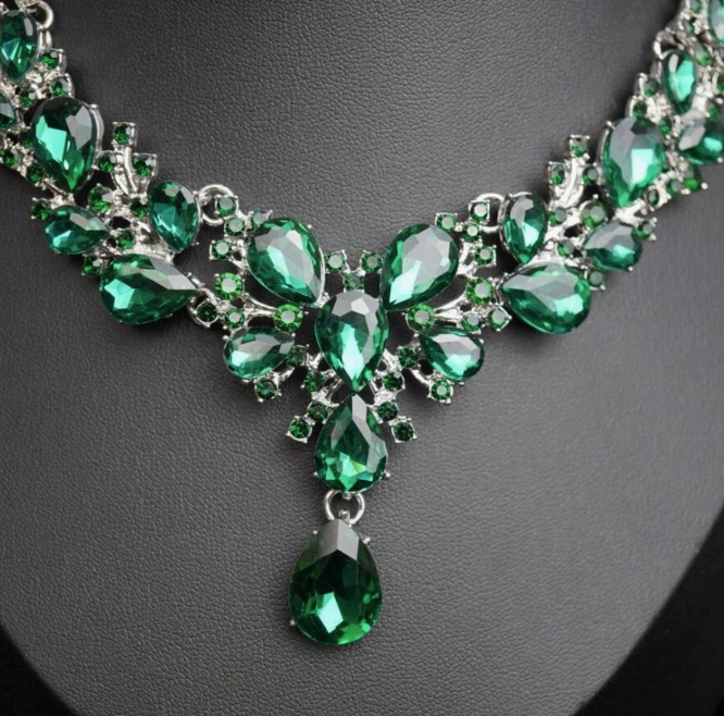 Elegant Bling Colorful Necklace and Earring Set