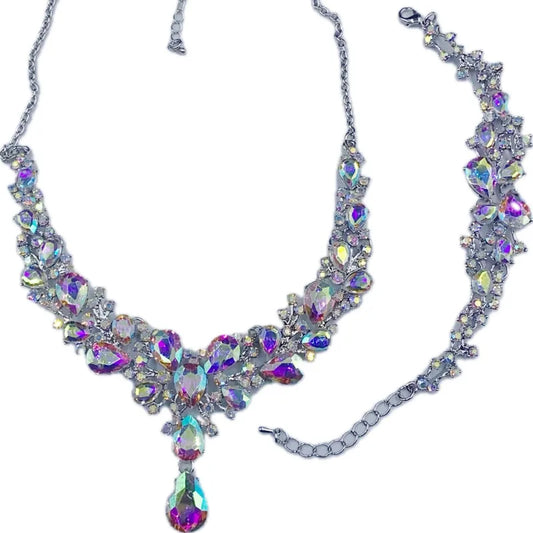Cubic Zirconia Iridescent Multicolor   ~  Three piece set Jewelry Set