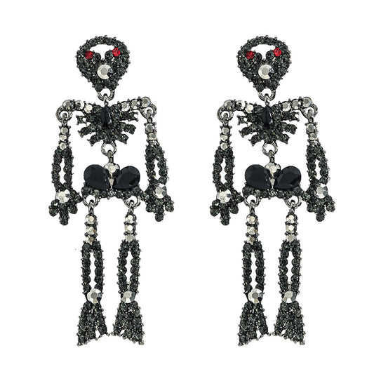 Halloween Skeleton  Black Multicolor Post Back  Earrings