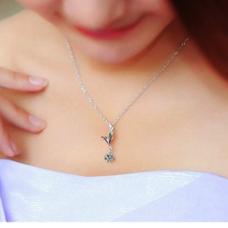 1.0 carat Cubic Zirconia  Angel Wing Pendant  Necklace