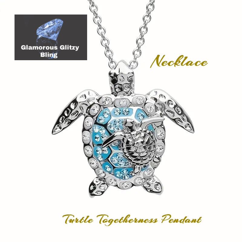 Blue Sea Turtle Pendant Necklace ~ Turtley Togetherness