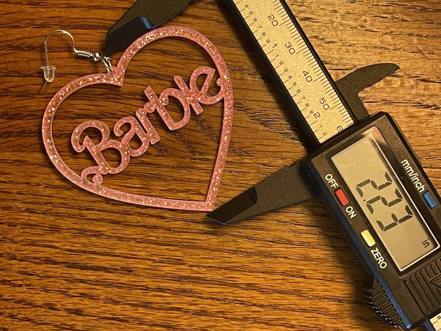 Barbie Pink Glitter Heart Earrings