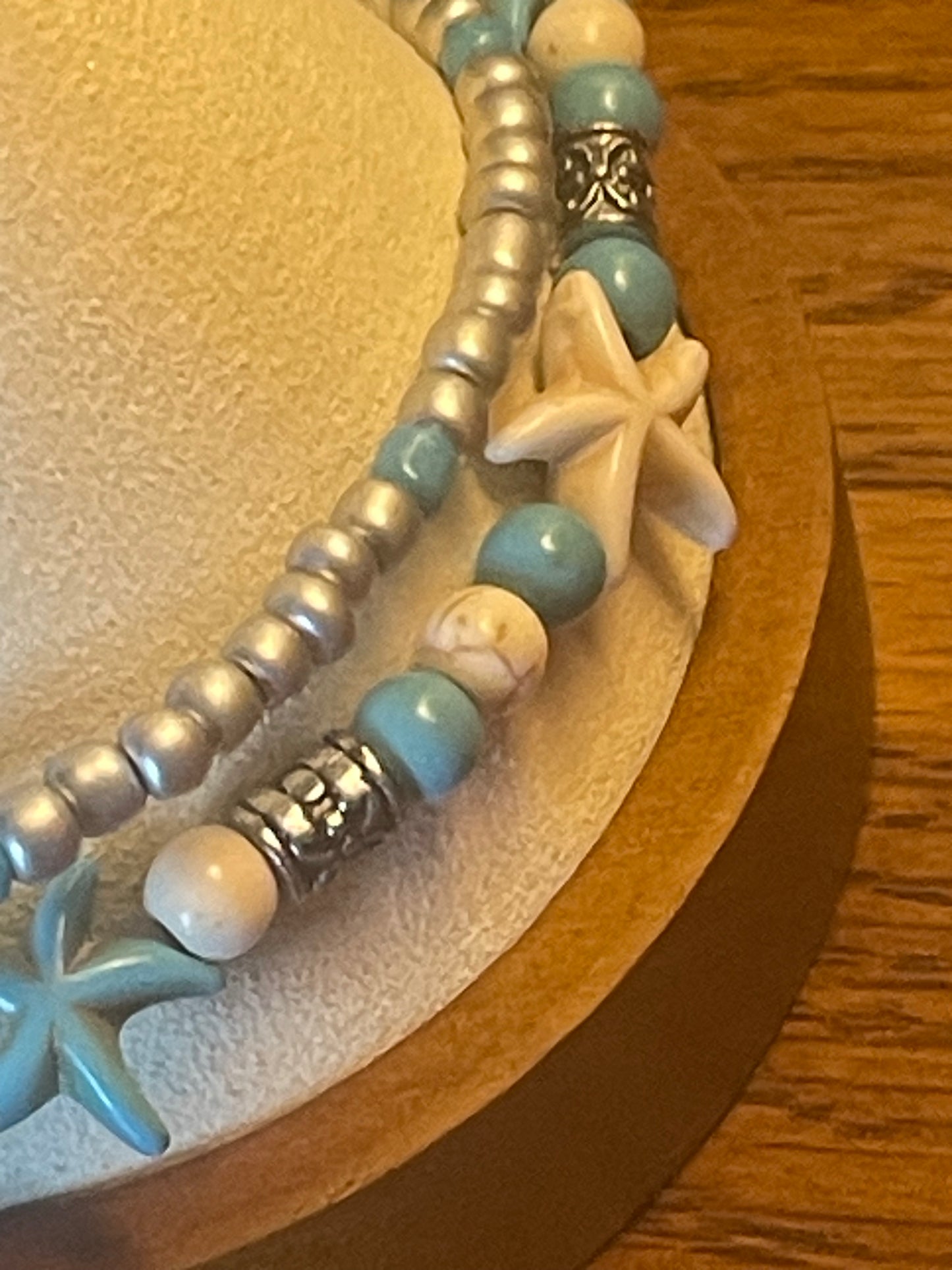 Owl Starfish Charm Beaded Ankle Bracelet