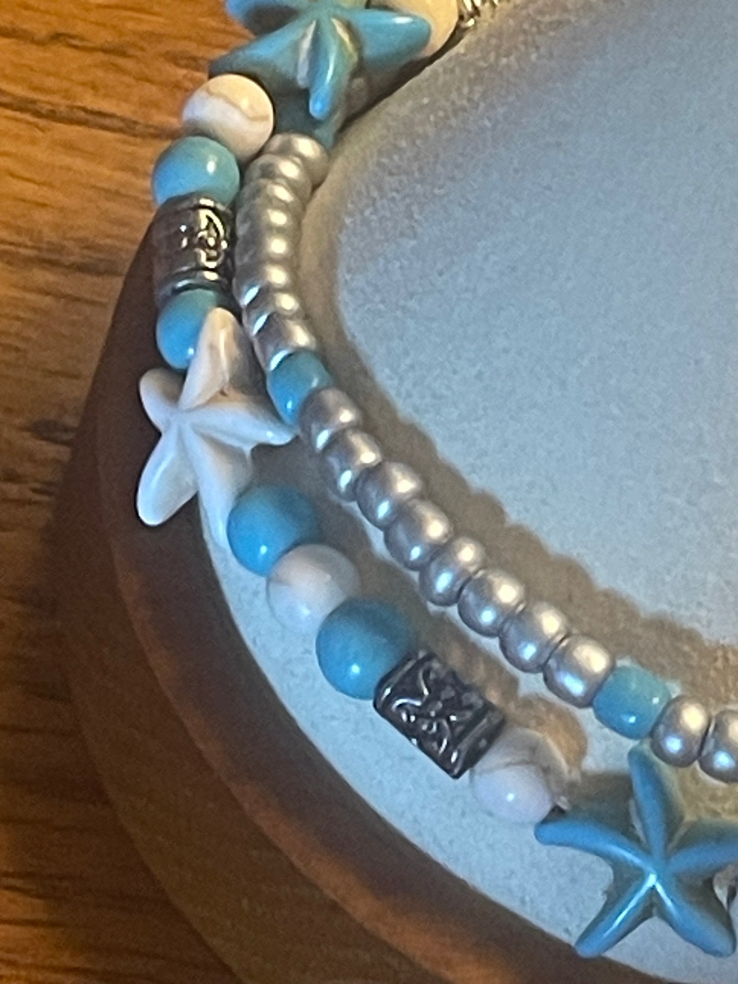 Owl Starfish Charm Beaded Ankle Bracelet