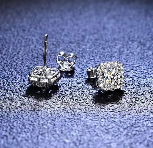 Moissanite  1 carat Sterling Silver Post Earrings  ( preorder ~ special order )