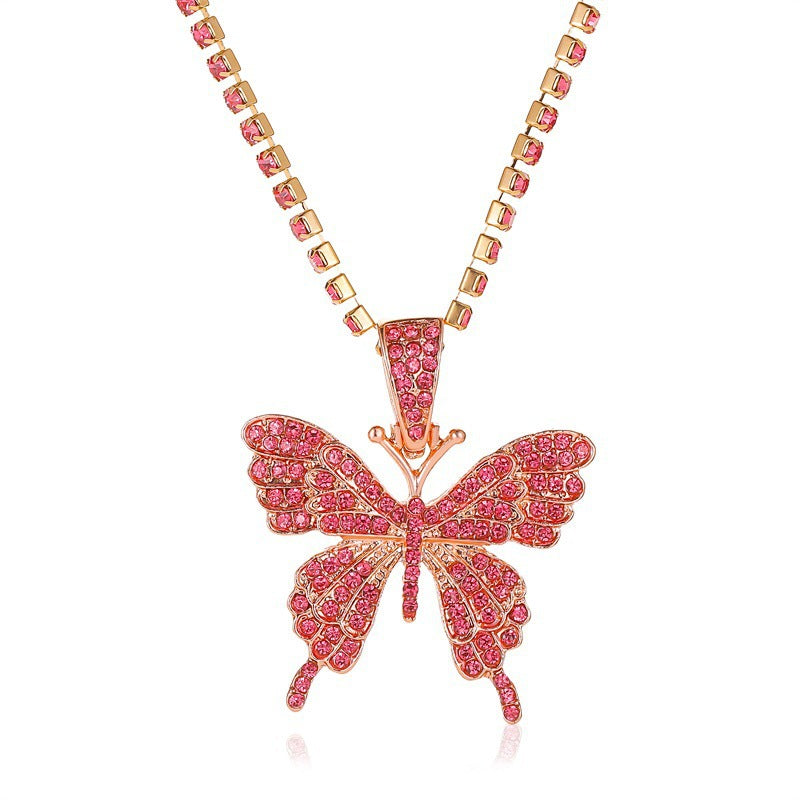 hot sale butterfly full diamond single layer claw chain simple and versatile rhinestone clavicle chain necklace