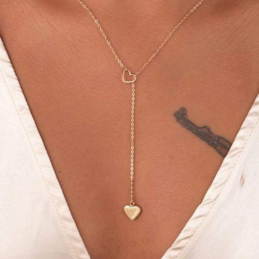 Darling peach heart love pendant women's Y-shaped necklace