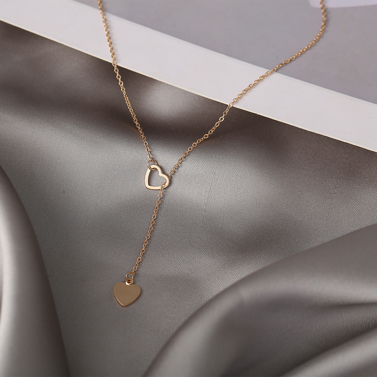 Darling peach heart love pendant women's Y-shaped necklace