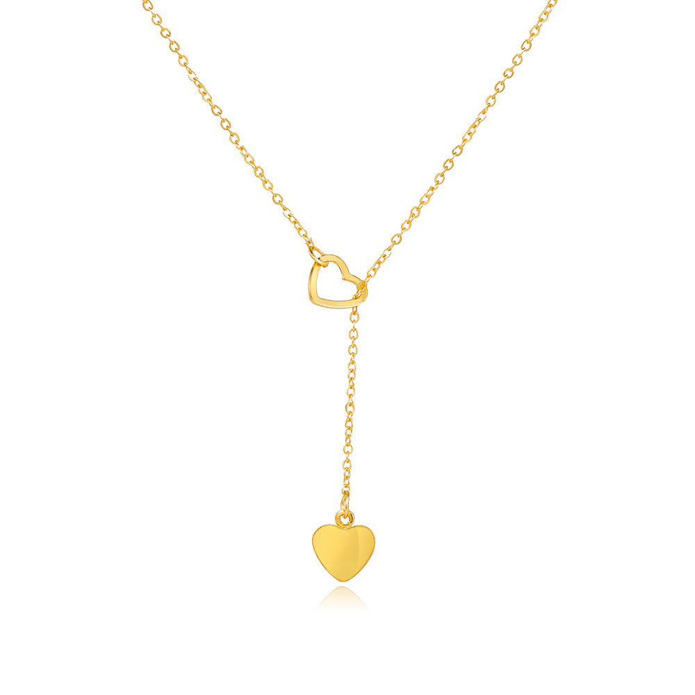 Darling peach heart love pendant women's Y-shaped necklace