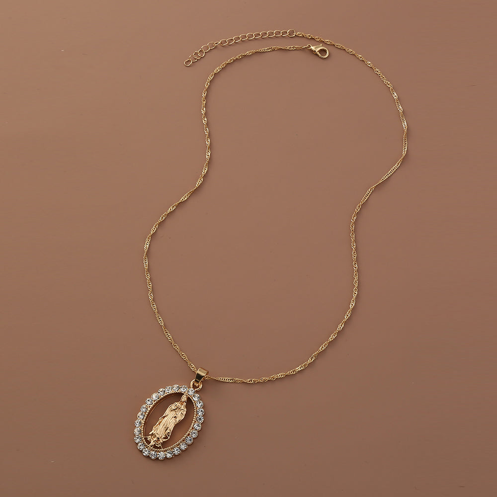 Catholic Virgin Mary Zirconia Necklace