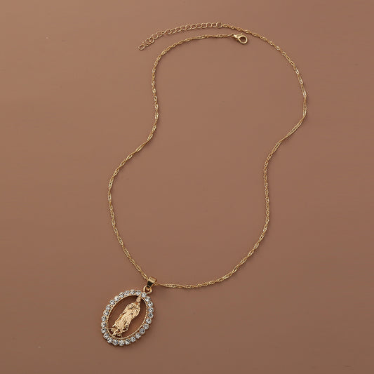 Catholic Virgin Mary Zirconia Necklace