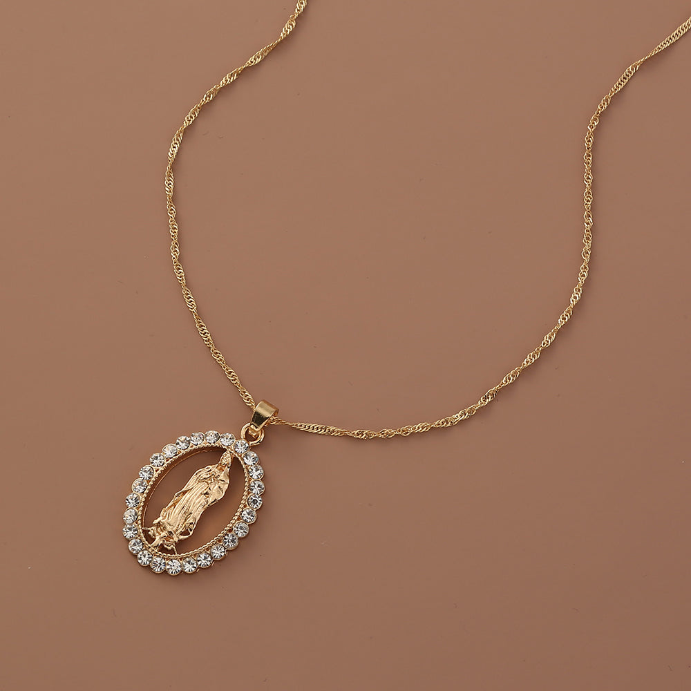 Catholic Virgin Mary Zirconia Necklace