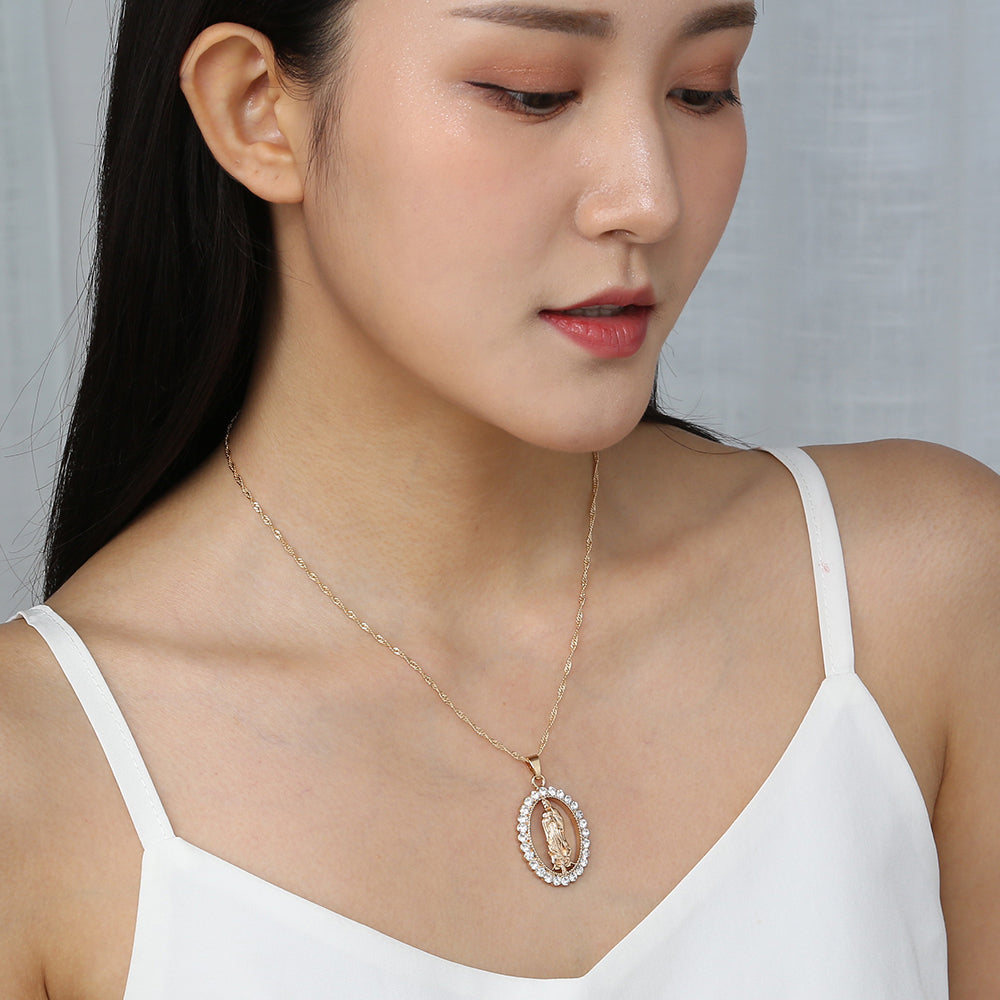 Catholic Virgin Mary Zirconia Necklace