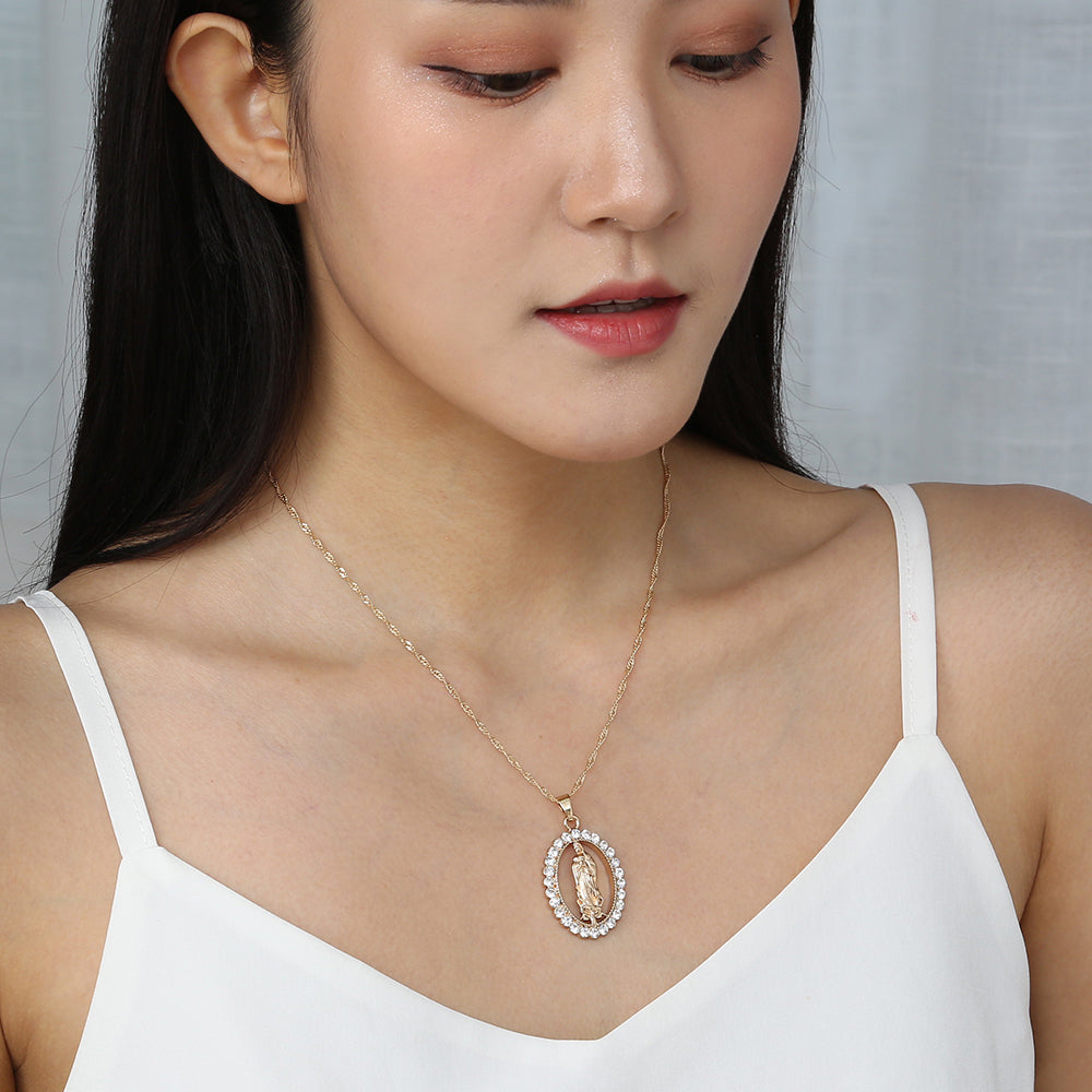 Catholic Virgin Mary Zirconia Necklace