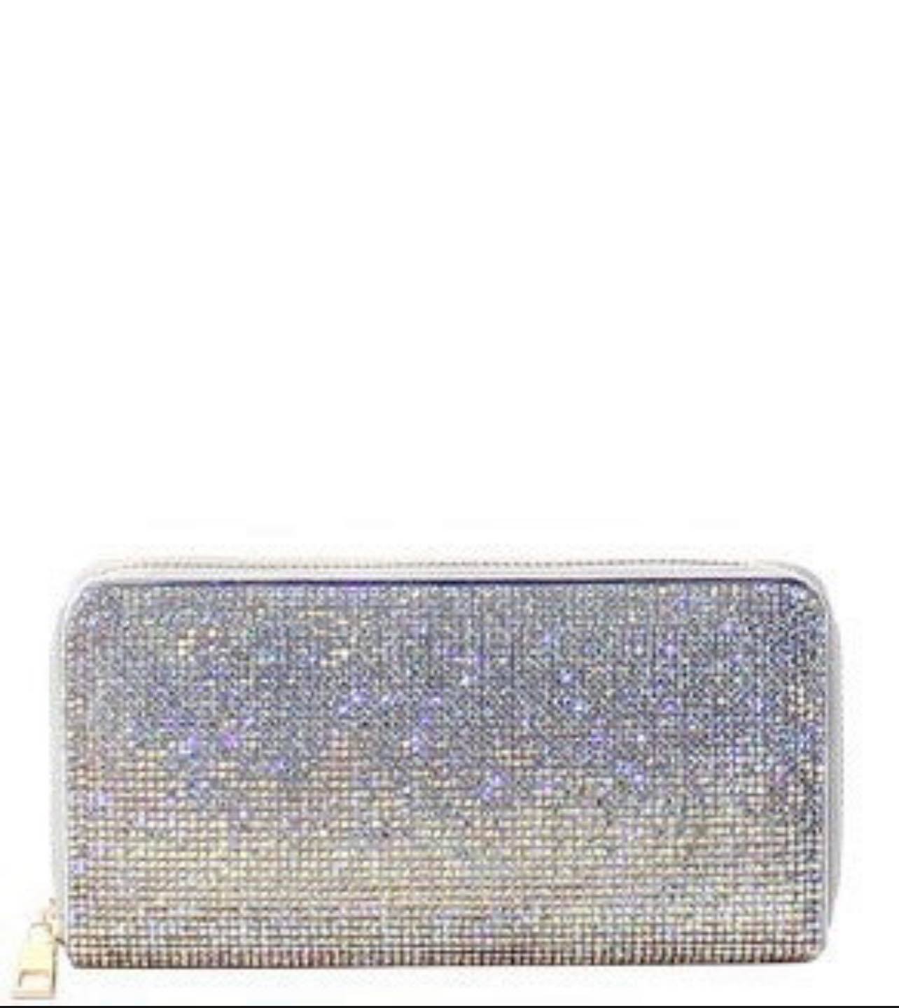 Fashion Wallet IRIDESCENT CRYSTAL COVERED Zip Around