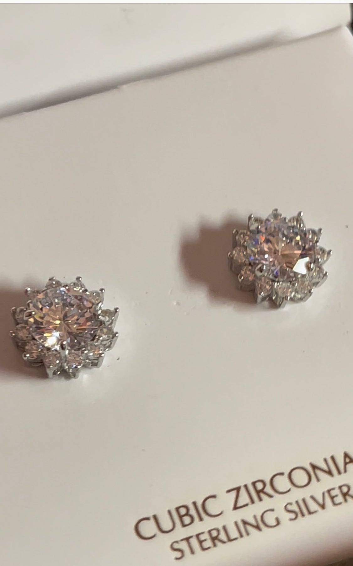 Giani Bernini Cubic Zirconia 925 Sterling Silver Starburst Stud Earrings ( Discounted: small defect ) Cannot see without magnified
