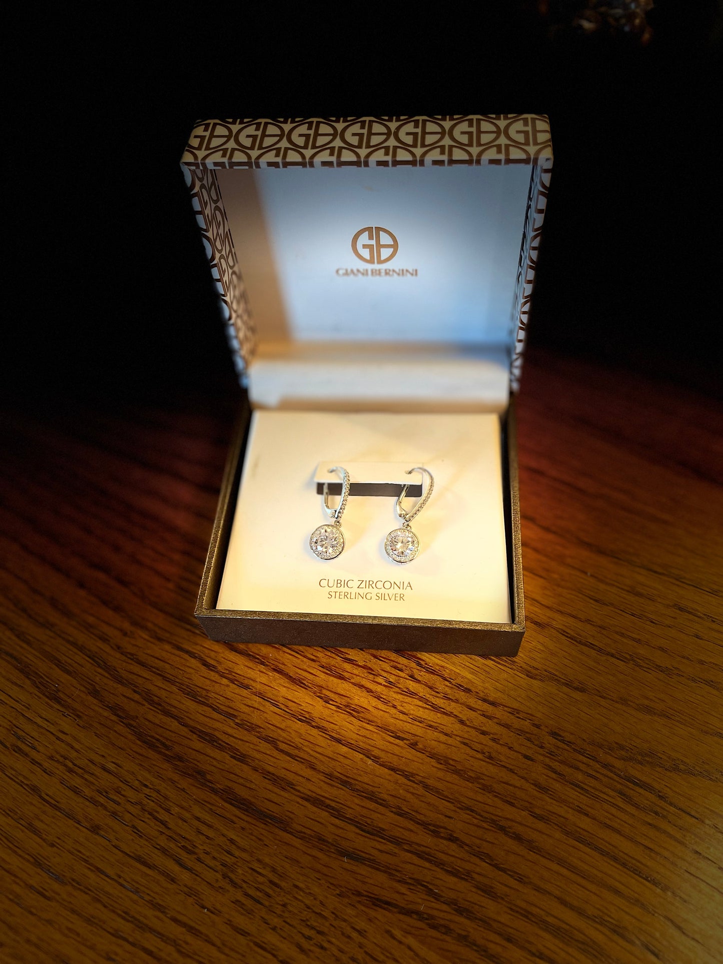 Giani Bernini 7mm Cubic Zirconia Sterling Silver Drop Earrings