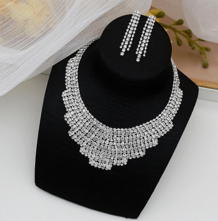 Zircon Crystal Geometric Necklace and Earring Set